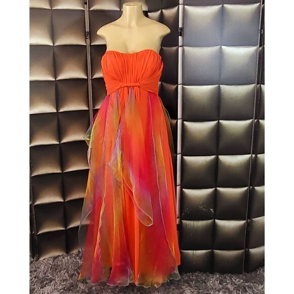 Orange fairy formal prom dress - Picture 7 of 9